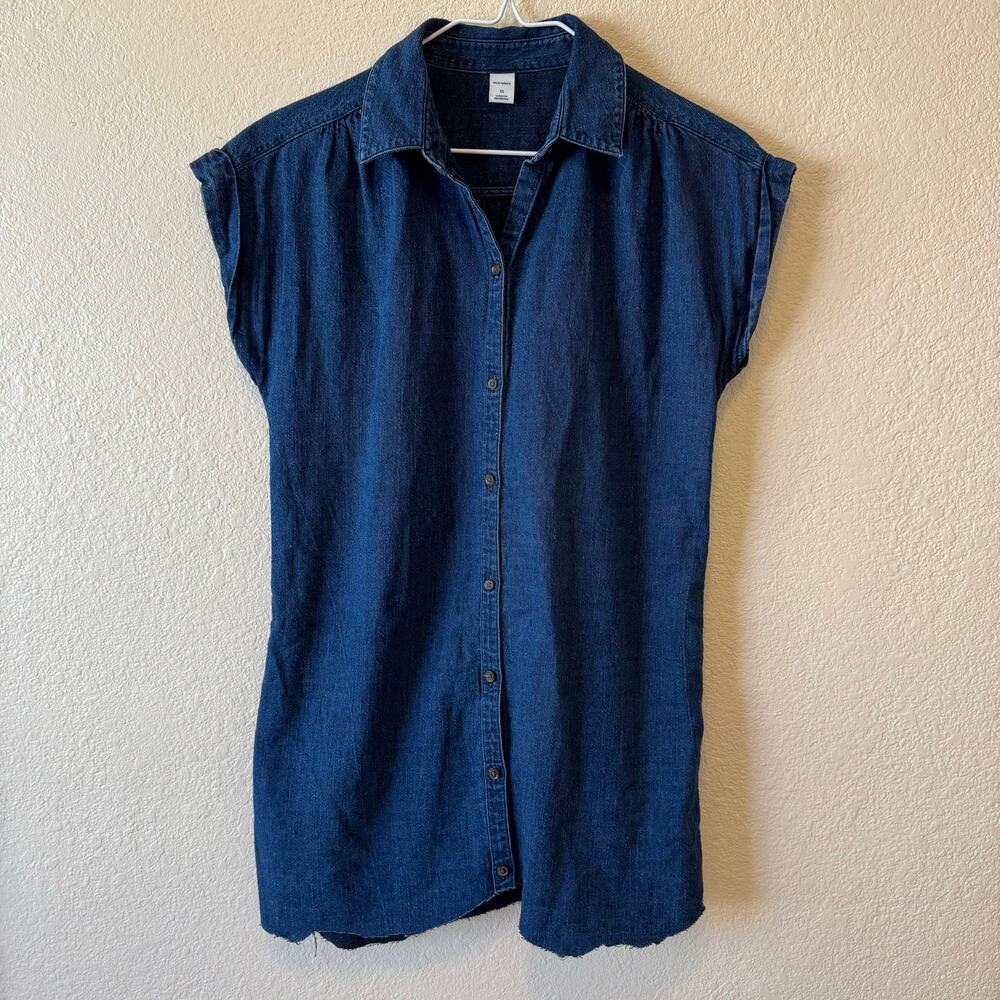 Old Navy Dark Wash Denim Button Front Shirt Dress XS